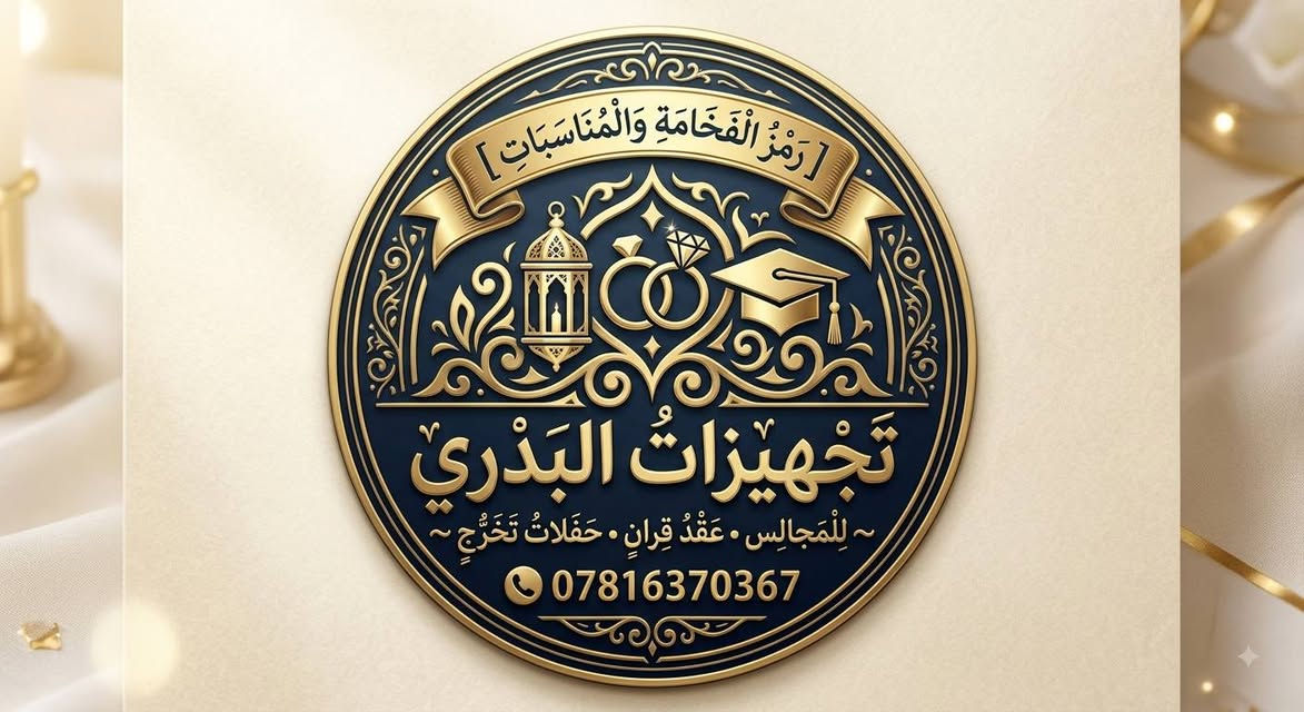 ✨ تجهيزات البدري  لكافة المناسبات والأفراح ✨
نوفر لكم كل ما تحتاجونه لإنجاح مناسباتكم بأفضل الأسعار وأجمل التصاميم:

⚡ إيجار كراسي ملكية فخمة

⚡ كوشات أعراس وخطوبة بأحدث الموديلات

⚡ خيم ومجالس للمناسبات والمهر

⚡ تجهيز حفلات الزفاف والخطوبة والتخرج

⚡ ديكورات وترتيبات أنيقة تناسب جميع الأذواق

مع تجهيزات البدري  نضمن لكم الجودة، الأناقة، والخدمة المميزة لجعل مناسبتكم ذكرى لا تُنسى.

📞 للحجز والاستفسار تواصلوا معنا، وخلّوا فرحتكم علينا.   ***********
