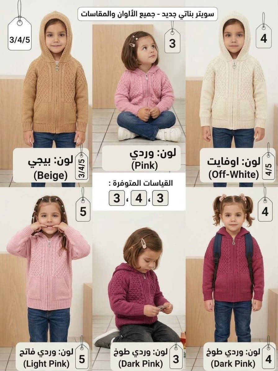 بضاعة شتوية • سويتر ولادي بناتي • مقاسات ٣/٤/٥