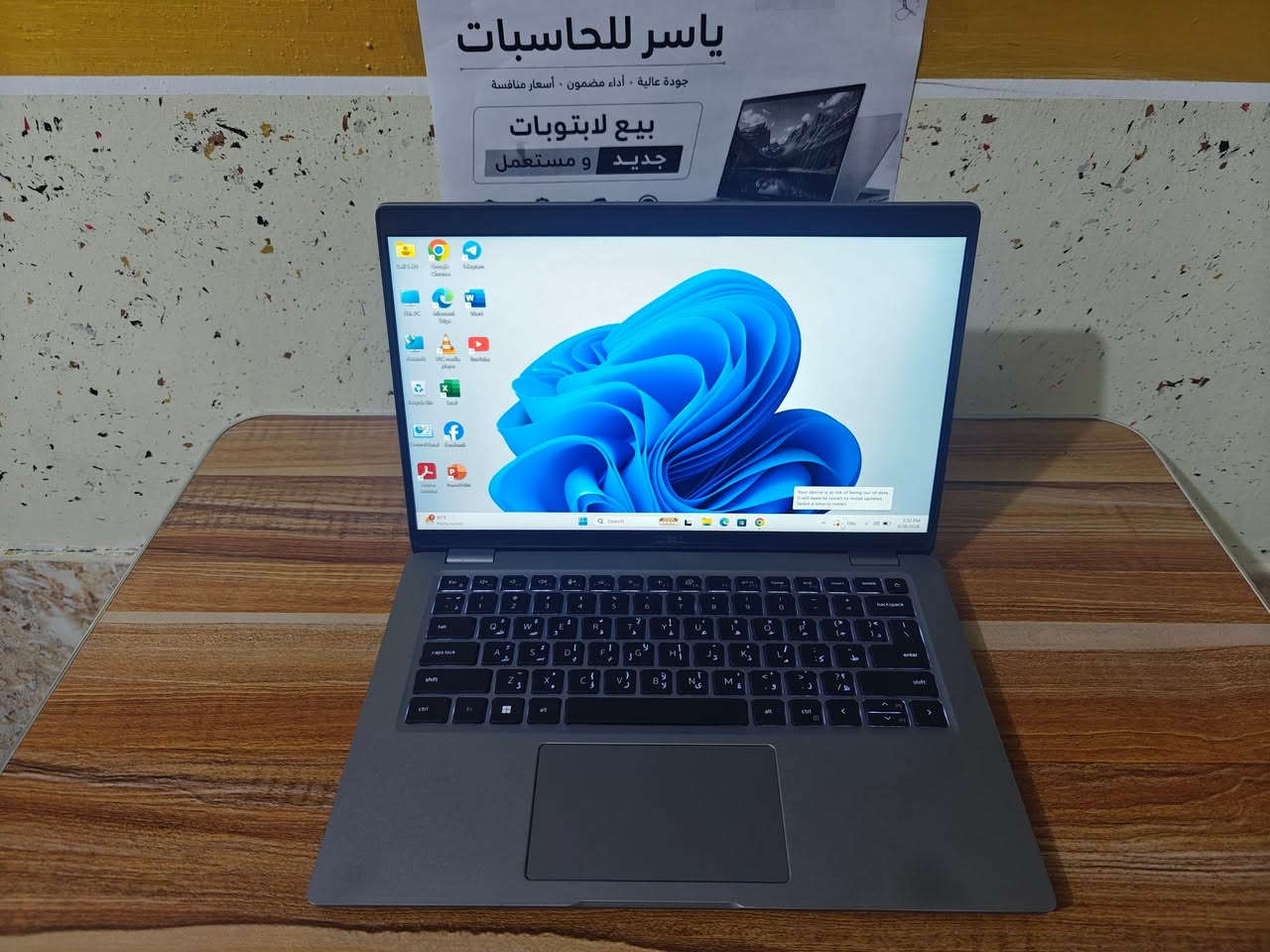 🔥 عرض خاص | قطعة واحدة فقط 
💻 Dell Latitude 5431 | الجيل 12

✨ مستخدم نضيف جداًالجيل 12 

💰 السعر: 410 الف فقط
💻 المواصفات: 
🔹 المعالج: Intel Core i5-1250P الجيل 12
🔹 12 نواة / 16 خيط معالجة
ا🔹الرام RAM: 8GB DDR5
🔹التخزين SSD: 256GB
🔹 كرت الشاشة: Intel UHD Graphics
🔹 الشاشة: 14 إنچ Full Hd 
🔹نظام التشغيل ويندوز 11 برو الاصلي 
✨ مناسب لـ:
📚 الدراسة والعمل
💼 Office والمحاسبة
💻 البرمجة
🌐 التصفح والإنترنت
🎨 التصميم والاستخدام اليومي

🎒 الملحقات: شاحن + جنطة
🛡️ ضمان لمدة 7 أيام
🚗 متوفر توصيل
📞 اتصال: ***********
📱واتساب : ***********

نص مكتوب في الصور:
- ياسر لابتوبات جودة عالية . أداء مضمون . أسعار منافسة بيع لابتوبات جديد و مستعمل خدمة ما بعد البيع دعم فني أسعار مناسبة تناسب الجميع ضمان على الأجهزة جودة مضمونة أجهزة مختيرة يوجد توصيل لكافة المناطق WhatsApp: *********** اتصال: ***********
- DirectX Diagnostic Tool System Display Sound Input This tool reports detailed information about the DirectX components and drivers installed on your system. If you know what area is causing the problem, click the appropriate tab above. Otherwise, you can use the "Next Page" button below to visit each page in sequence. System Information Current Date/Time: Monday, September 28, 2026, 5:32:08 PM Computer Name: DESKTOP-G2S56KJ Operating System: Windows 11 Pro 64-bit (10.0, Build 26200) Language: English (Regional Setting: English) System Manufacturer: Dell Inc. System Model: Latitude 5431 BIOS: 1.30.0 Processor: 12th Gen Intel(R) Core(TM) i5-1250P (16 CPUs), ~1.7GHz Memory: 8192MB RAM Page file: 6106MB used, 3164MB available DirectX Version: DirectX 12 Check for WHQL digital signatures DxDiag 10.00.26100.7920 64-bit Unicode Copyright (c) Microsoft. All rights reserved. Help Next Page Save All Information... Exit
- DirectX Diagnostic Tool
- System Display Sound Input
- Device
- Name: Intel(R) UHD Graphics
- Manufacturer: Intel Corporation
- Chip Type: Intel(R) UHD Graphics Family
- DAC Type: Internal
- Device Type: Full Display Device
- Approx. Total Memory: 3835 MB
- Display Memory (VRAM): 128 MB
- Shared Memory: 3707 MB
- Drivers
- Main Driver: igdumdim64.dll,igd10iumd64.dll,igd10
- Version: 32.0.101.7088
- Date: 6/17/2026 03:00:00
- WHQL Logo'd: Yes
- Direct3D DDI: 12
- Feature Levels: 12_1,12_0,11_1,11_0,10_1,10_0,9_3,
- Driver Model: WDDM 3.2
- DirectX Features
- DirectDraw Acceleration: Enabled
- Direct3D Acceleration: Enabled
- AGP Texture Acceleration: Enabled
- DirectX 12 Ultimate: Disabled
- Notes
- No problems found.
- Help
- Next Page
- Save All Information...
- Exit
- Task Manager Performance Run new task CPU 12th Gen Intel(R) Core(TM) i5-1250P % Utilization 100% 60 seconds 0 CPU 9% 1.57 GHz Memory 5.4/7.2 GB (75%) Disk 0 (C: D:) SSD (NVMe) 5% Wi-Fi Wi-Fi S: 16.0 R: 704 Kbps GPU 0 Intel(R) UHD Graphics 1% Utilization 9% Speed 1.57 GHz Processes 206 Threads 3144 Handles 95853 Up time 0:02:25:55 Base speed: 1.70 GHz Sockets: 1 Cores: 12 Logical processors: 16 Virtualization: Enabled L1 cache: 1.1 MB L2 cache: 9.0 MB L3 cache: 12.0 MB
- Task Manager
- Performance
- Run new task
- CPU
- 9% 1.58 GHz
- Memory
- 5.4/7.2 GB (75%)
- Disk 0 (C: D:)
- SSD (NVMe)
- 7%
- Wi-Fi
- S: 0 R: 1.0 Mbps
- GPU 0
- Intel(R) UHD Graphics
- 1%
- Memory usage
- 8.0 GB
- 7.2 GB
- 60 seconds
- 0
- Memory composition
- In use (Compressed)
- 5.4 GB (284 MB)
- Available
- 1.8 GB
- Speed:
- 4800 MT/s
- Slots used:
- 1 of 2
- Form factor:
- SODIMM
- Hardware reserved:
- 778 MB
- Committed
- 6.0/9.1 GB
- Cached
- Paged pool
- 455 MB
- Non-paged pool
- 377 MB
- 95°F
- Partly sunny
- Search
- Dell 5431
- This PC
- Network
- Recycle Bin
- Control Panel
- Adobe Acrobat