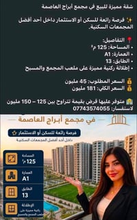 مجمع أبراج العاصمة • ١٢٥م² • طابق ١٣