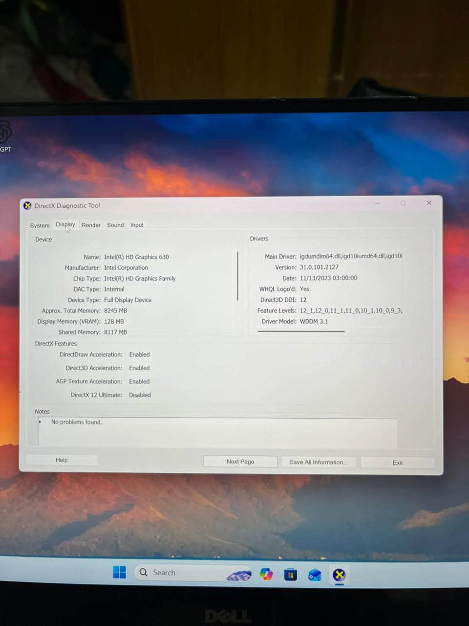 لابتوب للبيع
المواصفات
dell precision 5520 :الموديل
المعالج والجيل: انتل كور HQi7 الجيل السابع
كارت الشاشة: كارت شاشة خارجي 4GB NVIDIA
الذاكرة العشوائية: 16GB DDR 4+ كارت شاشه انتل داخلي 8GB
512 GB SSD :الذاكرة
حجم الشاشة: لمس 15.6 دقة الشاشة 4k

الشراي يجي خاص ويدلل ***********بي وتساب 

مكاني البصرة ابي الخصيب

نص مكتوب في الصور:
- Settings Find a setting System > About ijj j hbhb0781hb@gmail.com Home System Bluetooth & devices Network & internet Personalization Apps Accounts Time & language Gaming Accessibility Privacy & security Windows Update Storage 477 GB 133 GB of 477 GB used Graphics Card 4 GB Multiple GPUs installed Installed RAM 16.0 GB Speed: 2400 MHz Processor Intel(R) Core(TM) i7-7820HQ CPU @ 2.90GHz 2.90 GHz DESKTOP-DD902MG Precision 5520 Rename this PC Device specifications Copy Device name DESKTOP-DD902MG Processor Intel(R) Core(TM) i7-7820HQ CPU @ 2.90GHz (2.90 GHz) Installed RAM 16.0 GB (15.9 GB usable) Device ID 9D350608-9E16-43D4-8B1C-11868FA87048 Product ID 00330-50121-71514-AAOEM System type 64-bit operating system, x64-based processor Pen and touch Touch support with 10 touch points طقس بارد الآن Search
- System > About Device specifications Copy Device name DESKTOP-DD902MG Processor Intel(R) Core(TM) i7-7820HQ CPU @ 2.90GHz (2.90 GHz) Installed RAM 16.0 GB (15.9 GB usable) Device ID 9D350608-9E16-43D4-BB1C-11868FA87048 Product ID 00330-50121-71514-AAOEM System type 64-bit operating system, x64-based processor Pen and touch Touch support with 10 touch points Frequently Asked Questions How much GPU memory (VRAM) do I need? What happens if my storage is full? What's the difference between storage and cloud storage? Am I running the latest version of the Windows operating system? What is the latest Windows version? Why should I keep Windows updated? Related links Domain or workgroup System protection Advanced system settings
- DirectX Diagnostic Tool
- System Display Render Sound Input
- DirectInput Devices
- Device Name Status Controller ID Vendor ID Product ID Force Feedback Driver
- Mouse Attached n/a n/a n/a n/a n/a
- Keyboard Attached n/a n/a n/a n/a n/a
- Intel(R) HID Event Filter Attached 0 0x8087 0x0A1E n/a
- Touchscreen Attached 0 0x04F3 0x24A1 n/a
- 2.4G Receiver Attached 0 0x3554 0xFC03 n/a
- Input Related Devices
- USB Devices
- PS/2 Devices
- Notes
- No problems found.
- Help Next Page Save All Information... Exit
- Search
- DELL
- DirectX Diagnostic Tool System Display Render Sound Input Device Name: Speakers / Headphones (Realtek Audio) Hardware ID: INTELAUDIO\FUNC_01&VEN_10EC&DEV_0298&SUBSYS_1 Manufacturer ID: N/A Product ID: N/A Type: N/A Default Device: Yes Drivers Name: RTKVHD64.sys Version: 6.0.8895.1 (English) Date: 2/11/2020 03:00:00 WHQL Logo'd: Yes Other Files: Provider: Realtek Semiconductor Corp. Notes No problems found. Help Next Page Save All Information... Exit Search
- DirectX Diagnostic Tool System Display Render Sound Input Device Name: Intel(R) HD Graphics 630 Manufacturer: Intel Corporation Chip Type: Intel(R) HD Graphics Family DAC Type: Internal Device Type: Full Display Device Approx. Total Memory: 8245 MB Display Memory (VRAM): 128 MB Shared Memory: 8117 MB DirectX Features DirectDraw Acceleration: Enabled Direct3D Acceleration: Enabled AGP Texture Acceleration: Enabled DirectX 12 Ultimate: Disabled Drivers Main Driver: igdumdim64.dll,igd10iumd64.dll,igd10i Version: 31.0.101.2127 Date: 11/13/2023 03:00:00 WHQL Logo'd: Yes Direct3D DDI: 12 Feature Levels: 12_1,12_0,11_1,11_0,10_1,10_0,9_3, Driver Model: WDDM 3.1 Notes No problems found. Help Next Page Save All Information... Exit Type here to search