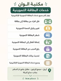 جميع خدمات البطاقة التموينيه فقط في مكتبة الوان ... رقم الهاتف ((07714...