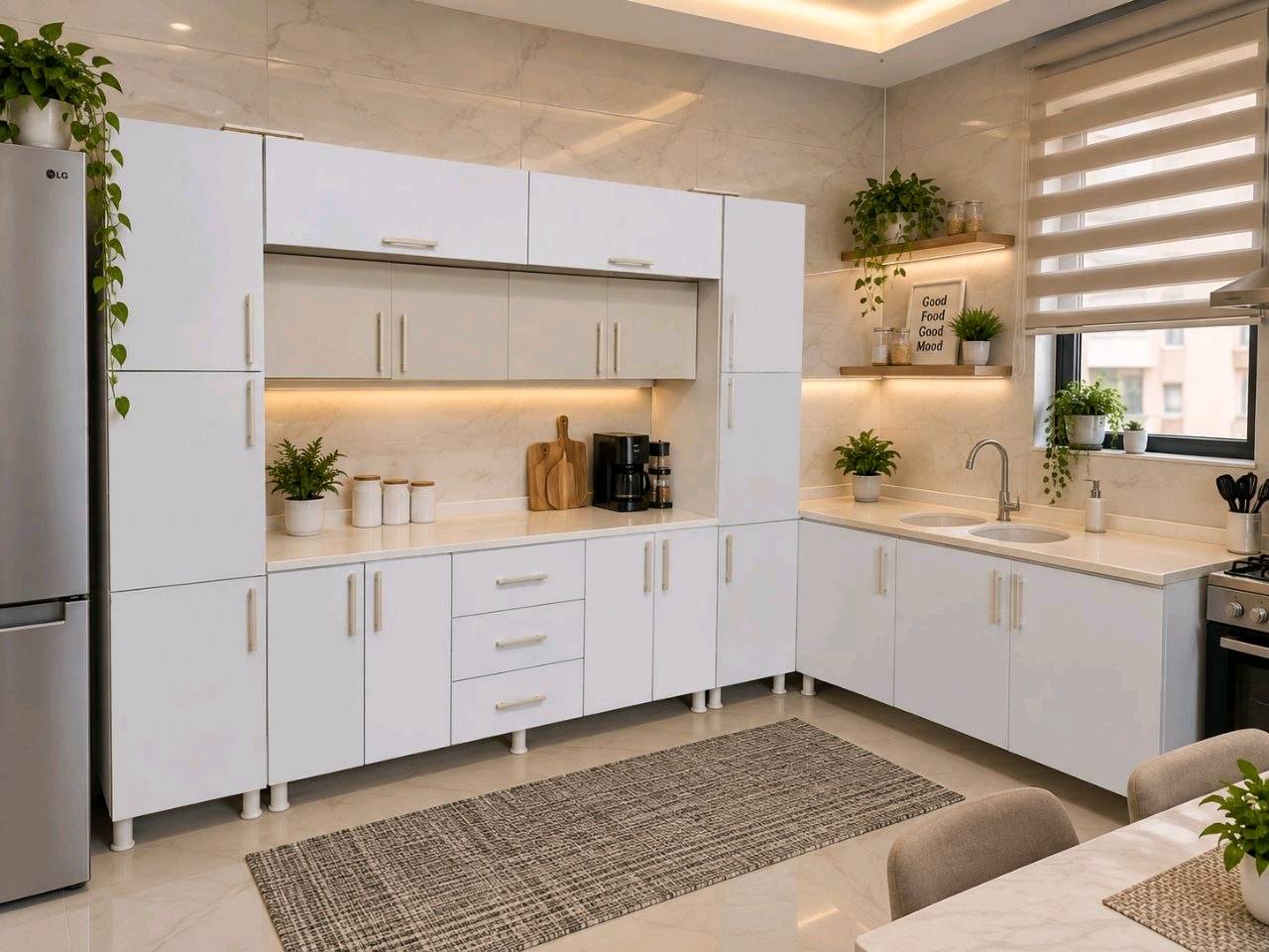 كاونتر MDF • سنك مرمر • مترين ونص