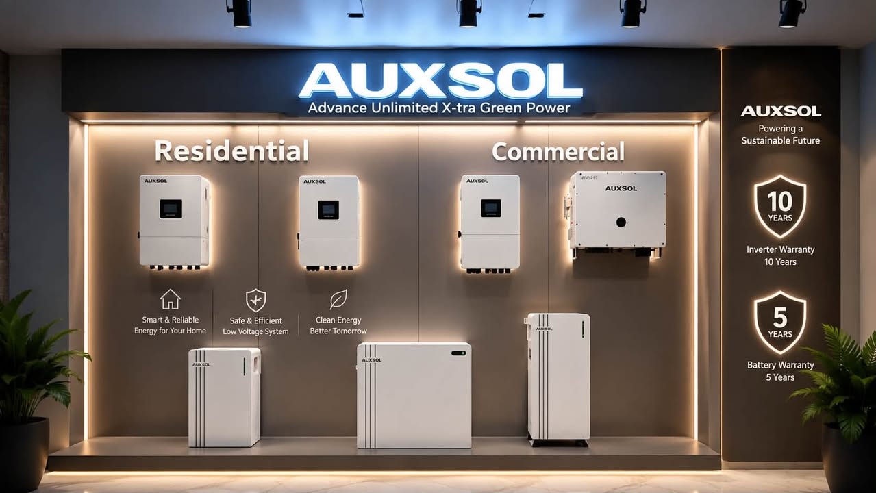 ☀️ من خبرة 40 سنه  AUX العالمية في التبريد… إلى حلول الطاقة الشمسية مع AUXSOL

أكثر من عامين، تعمل شركة تكنلوجيا الشرق الوكيل الرسمي الوحيد ل AUXSOL في السوق العراقي على توفير حلول الطاقة الهجينة والبطاريات للقطاعين السكني والتجاري، مع التركيز على الجودة، الكفاءة والاعتمادية.

⚡ HYBRID INVERTERS

🛡️ IP66 Protection

Single Phase – Low Voltage
• 6kW
• 8kW
• 10kW

Three Phase – Low Voltage
• 15kW

🔋 BATTERIES
• 5kWh
• 10kWh
• 16kWh

🛡️ WARRANTY
✅ الإنفيرترات — 10 سنوات
✅ البطاريات — 5 سنوات

AUXSOL
حلول الطاقة الشمسية… بخبرة AUX. ⚡
خبرة عالمية | حضور محلي | طاقة للمستقبل
مبيعات المكاتب والجملة 
***********
***********
