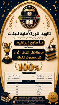ثانوية النور الأهلية للبنات  بكل مشاعر الفخر والاعتزاز، تتقدم إدارة ثا...