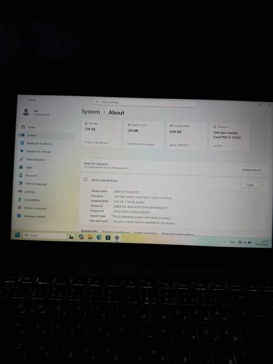 لابتوب اتش بي • كور i5 جيل ١٢ • ٨ جيجا