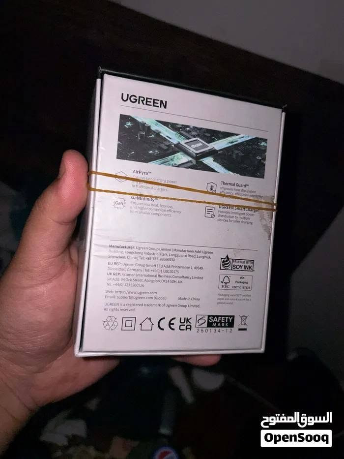 UGREEN Nexode Pro 65W Charger شاحن يوكرين نيكسود برو 65 واط
للبيع شاحن UGREEN Nexode Pro 65W
شاحن عملي وسريع، شبه جديد، ومع الصندوق الأصلي.

يدعم شحن سريع لعدة أجهزة، حجمه صغير وأداؤه ممتاز، مناسب للاستخدام اليومي وللسفر.

السعر: 35 ألف فقط
 شامل التوصيل
للطلب خاص أو واتساب رسائل فقط
***********
