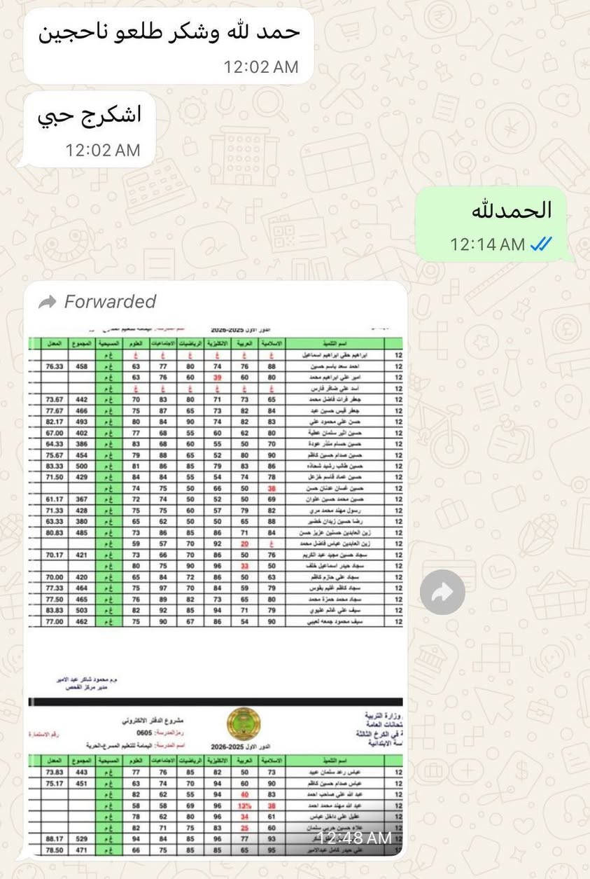 ما سلكنا هذا الطريق الا بتوفيقه عز وجل
الحمدلله  حصدنا ثمار جهدنا
بتحقيق نسبة نجاح 100 ٪ لجميع المراحل هذا العام
إ
ويُعلن معهد المُتميزين العلمي عن بدأ التسجيل للعام الدراسي الجديد 2026_2027 لِجميع المراحل و لِكافة المواد 📚📖🎒

للراغبين بالتسجيل 📝 يُرجى مراسلة الصفحة 📧

أو الحضور للمعهد 🏫 الواقع في
📍 الحرية الثالثة / شارع صيدلية الغفاري / القطاع الثاني

⚜️متواجدين جميع  أيام ( ماعدا الخميس والجمعة ) من الساعة الرابعة عصراً 🕓

أو 📞 الإتصال على الرقم 
*********** واتساب 📱

🔴⭕️ يوجد خصم عند التسجيل بأكثر من درس 📚 وأيضاً خصم للإخوة 👫🏻 

ونتمنى لِطلبتنا الأعزاء عاماً مليئاً بالتفوق والنجاح 🌸
