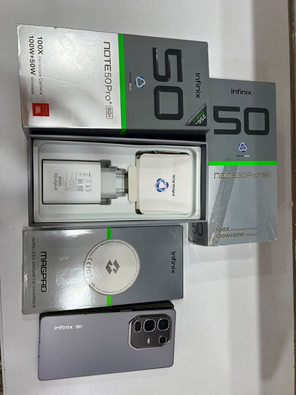 Infinix note 50 pro plus 5g

کامل ئەشیا +وایەلێس چارج
پاتری 99
ڕام 12+12 و  256گێگا
زەمانی شەریکەی ماوە
%99خاوێن .نەکراوە بێ عەیب بەزەمان 
پاتری ٥٢٠٠ و 100وات فاستچارج
کامێرا 50mp.   100X ZOOM.  Video 4k 60fps
selfi 32 mp . Video 4k
 شاشەیەکی زۆر نایابی amolid 144 hz
ip65  دژە ئاو
PUBG   120FPS 

نرخ  290دۆلارقفل  معاملەی نیە 

*********** وەتسئەپ
گەیاندن بەردەستە أربيل, العراق

نص مكتوب في الصور:
- 2:40 61 My Phone XOS 16.3.0 Check for Updates Device Name Infinix NOTE 50 Pro+ 5G Storage 39.96 GB / 256 GB Model Infinix X6856 CPU Dimensity 8350 Ultimate RAM 12.00 GB+12.00 GB Rear Camera 50M OIS+50M OIS+8M Front Camera 32M Battery 5200mAh
- 2:40 61 Battery Health Maximum Battery Capacity 99% This is relative to the capacity of the battery when it was new. The higher the value, the longer the battery life. Batteries are consumable components. How to Extend Battery Lifespan AI Charging Protection By learning your charging routine, the battery will be temporarily charged to 80% during long-term charging. Custom Charging Protection When charging for a long time, you can set the maximum charge level to avoid leaving the battery 100% charged for a long time.