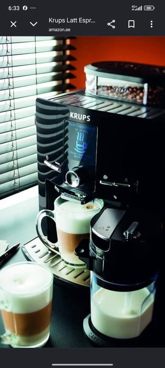 متوفر model krups ea 82 france  ***********

نص مكتوب في الصور:
- 6:38 Гуатф Бафеа... mvideo.ru 4G+ 85
- 6:33 f ••• Krups Latt Espr... amazon.ae 4G+ 88