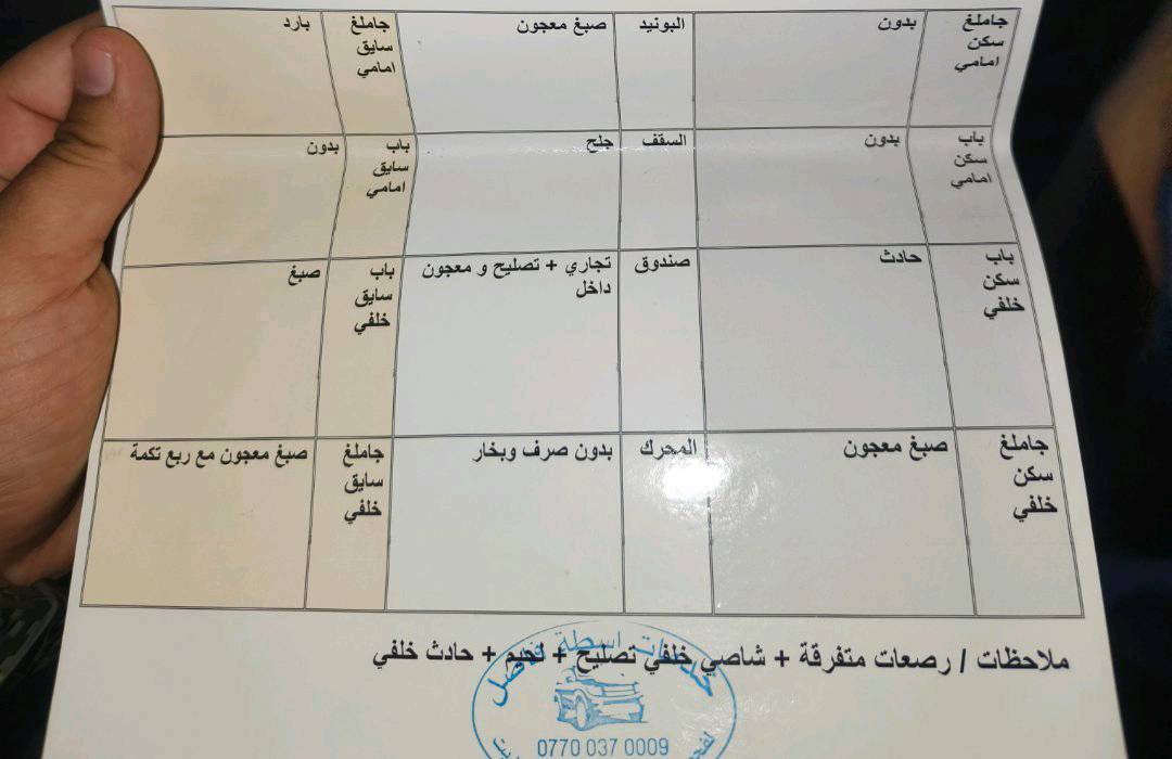 اكسنت 2009 فول اوتماتيك سنوية منتهي 21
شرط التحويل والغرامات تبريد فول تدفئة فول كير ومحرك شرط  بطاقة بانزين موجود بيها دواخل مابيها الضرر حوالى خلفي فقط ثلث قطع كلير والبونيد فقط صبغ بجم كبس مابي دواخل مكاني كركوك رايدها 68وبيها مجال للطبين رقمي *********** خليتلكم ورقة الفحص هم
