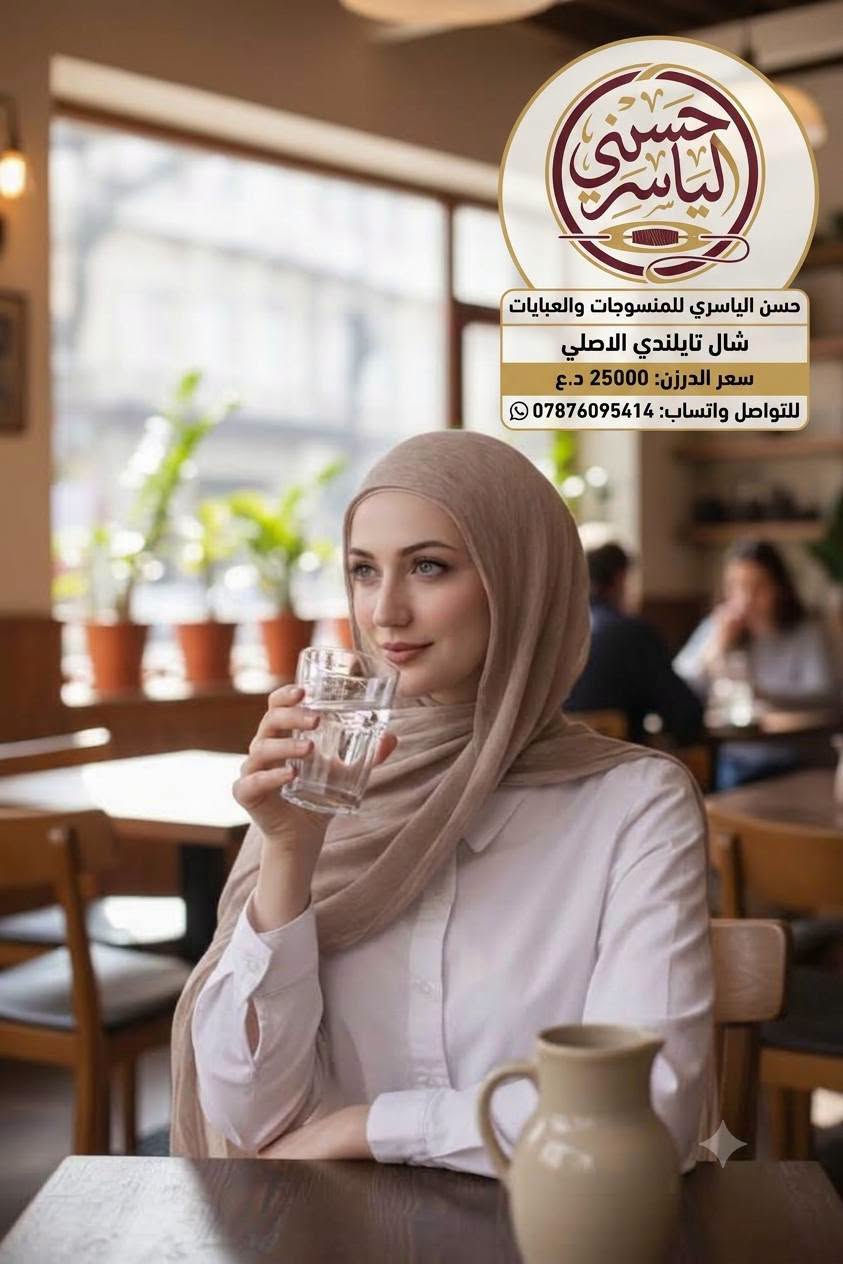شال التايلندي الاصلي توفر 48 لون 
سعر الدرزن 25
للطلب مراسلة الواتساب ***********

نص مكتوب في الصور:
- حسن الياسري HASAN AL-YASIRI للتواصل واتساب *********** شال تايلندي الاصلي سعر الدرزن 25000
- حسن الياسري للمنسوجات والعبايات
- شال تايلندي الاصلي
- سعر الدرزن: 25000 د.ع
- للتواصل واتساب: ***********