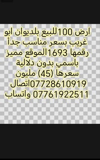 ارض • 100م • بلديوان ابو غريب