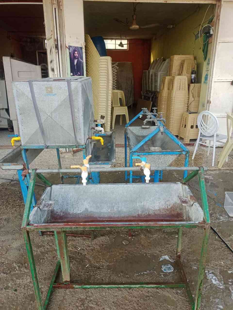 مغاسل عدد 2 للبيع سعر القطعه 50
اربع حنفيات حديد ثقيل 
مغسله تانكي عدد 1للبيع السعر 100
6حنفيات حديد ثقيل 
ميز حديد نظيف عدد 3سعر القطعه 25
العنوان بابل/ النزيزة نزلة جسر الوردية 
***********
***********
معرض الأمير لتاجير الكراسي والجوادر

