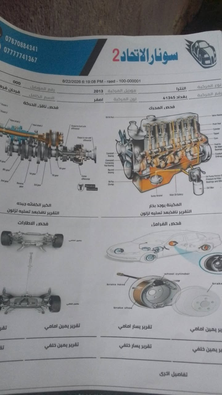 السلام عليكم النترا2013امريكي للبيع هاذا سونارها محرك جديد كير تبريد خير من الله حداديه جديده تارات خير من الله  السعر 75وبيه مجال  المكان بابل  ***********
