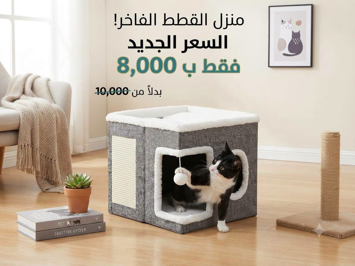 بيت قطط فاخر • درج للحيوانات • مدفأة يد ذكية