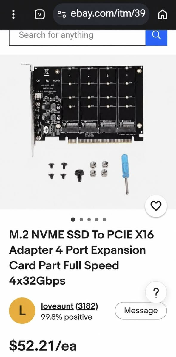 PCIe x16 • ٤ منافذ M.2 NVMe • جديدة