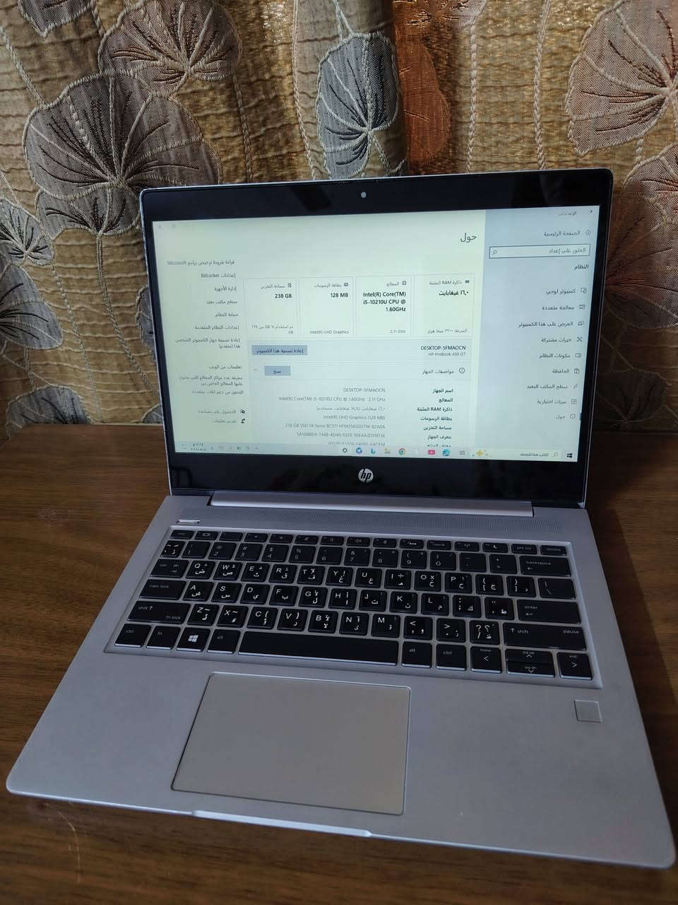 لابتوب Hp للبيع
معالج كوراي 5 جيل 10

 الهارد SSD كيكا (256)

رام 16 كيكا

 الشاشة 13.3انج

 لمس شغال

 كرت شاشة داخلي 8كيكيا

استعمال قليل

شغال من كلشي مابي اي عطل للبيع بسعر 270 وبي مجال بسيط للشراي

 مكاني بغداد الدورة

التواصل واتساب فقط ***********

نص مكتوب في الصور:
- الإعدادات الصفحة الرئيسية العثور على إعداد لنظام كمبيوتر لوحي معالجة متعددة العرض على هذا الكمبيوتر خبرات مشتركة مكونات النظام الحافظة سطح المكتب البعيد ميزات اختيارية حول حول قراءة شروط ترخيص برامج Microsoft إعدادات BitLocker إدارة الأجهزة سطح مكتب بعيد حماية النظام إعدادات النظام المتقدمة إعادة تسمية جهاز الكمبيوتر الشخصي هذا (متقدم) المعالج Intel(R) Core(TM) i5-10210U CPU @ 1.60GHz 2.11 GHz ذاكرة RAM المثبتة ١٦,٠ غيغابايت بطاقة الرسومات 128 MB مساحة التخزين 238 GB 2.11 GHz السرعة: ٢٣٠٠ ميغا هرتز Intel(R) UHD Graphics تم استخدام ٦١ GB من ٢٣٨ GB إعادة تسمية هذا الكمبيوتر مواصفات الجهاز DESKTOP-5FMAOCN HP ProBook 430 G7 نسخ اسم الجهاز DESKTOP-5FMAOCN المعالج Intel(R) Core(TM) i5-10210U CPU @ 1.60GHz 2.11 GHz ذاكرة RAM المثبتة ١٦,٠ غيغابايت (١٥,٨ غيغابايت مستخدم) بطاقة الرسومات Intel(R) UHD Graphics (128 MB) مساحة التخزين 238 GB SSD SK hynix BC511 HFM256GDJTNI-82A0A 5A5BBBD9-744B-4D49-9329-90EAA3D59D36 00330-53304-04680-AAOFM معرف الجهاز اكتب هنا للبحث تعليمات من الويب معرفة عدد مراكز المعالج التي يحتوي عليها المعالج الخاص بي التحقق من دعم لغات متعددة الحصول على مساعدة تقديم تعليقات م:٢:٥ ١٤/٠٩/٢٠٢٦ ٤