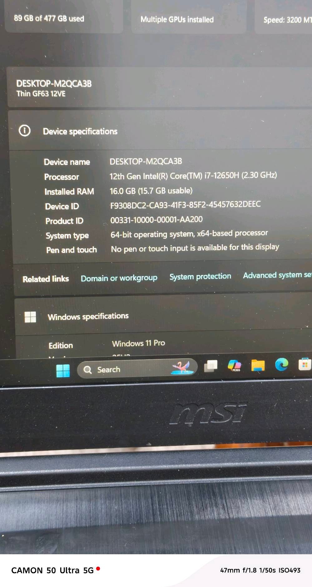 ​🔥 لابتوب ألعاب وتصميم MSI Thin GF63 (نظيف جداً- استخدام شخصي) 🔥
لابتوب قوي وخفيف الوزن يجمع بين الأداء العالي والتصميم الأنيق، مثالي للألعاب الحديثة (Gaming)، برامج الهندسة والتصميم، المونتاج، والعمل الثقيل.

​✨ المواصفات الفنية بالتفصيل:

​الموديل: MSI Thin GF63 12VE

​المعالج: Intel® Core™ i7-12650H (الجيل الثاني عشر - أداء جبار وسريع جداً)

​كرت الشاشة: NVIDIA® GeForce RTX™ 4050 بسعة 6GB GDDR6 (يدعم تقنيات DLSS 3 و Ray Tracing)

​الذاكرة العشوائية (RAM): 16 جيجابايت DDR

​وحدة التخزين: SSD NVMe فائق السرعة بسعة 512GB (الصافي المقروء 477GB)

​الشاشة: 15.6 بوصة بدقة FHD مع معدل تحديث 144Hz وسلاسة عالية في الحركة (IPS-Level) 

​الصوت: صوت نقي عالي الدقة (Hi-Res Audio Ready)

​الوزن والتصميم: تصميم أنيق من الألمنيوم المصقول، نحيف وخفيف الوزن (1.86 كغم فقط)

​💡 الحالة: نظافة ممتازة جداً (استخدام شخصي راقي).

💰 السعر المطلوب: 1,250,000 دينار عراقي (مجال قليل).

​📞 للتواصل والاستفسار على الرقم ***********