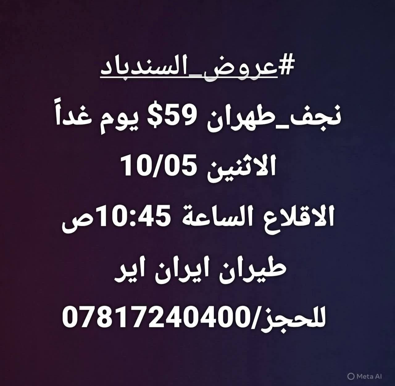عروض السندباد • نجف-مشهد • نجف-طهران
