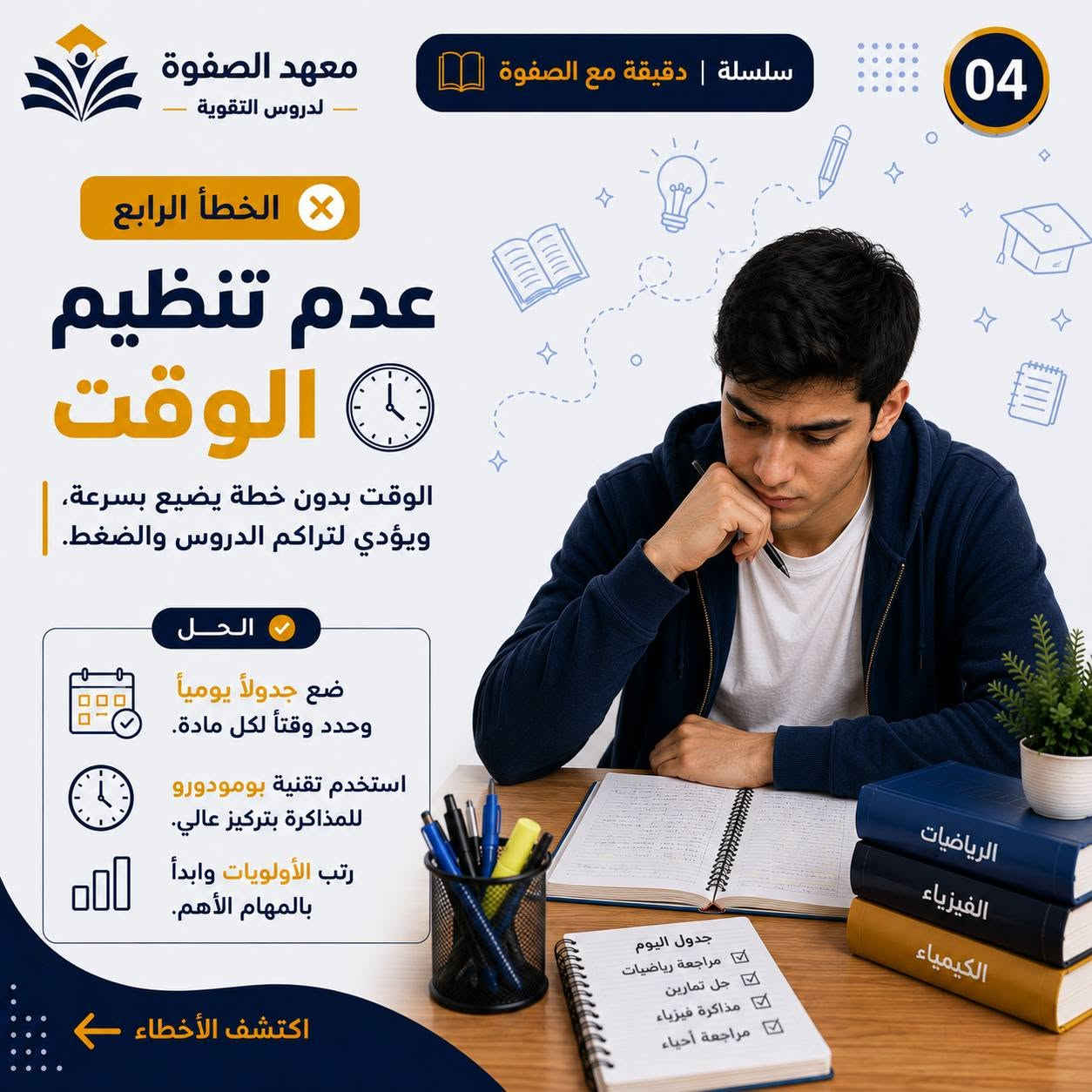 📚 هل وقعت بأحد هذه الأخطاء أثناء الدراسة؟
في هذا الكاروسيل جمعنا أكثر 5 أخطاء تمنع الطالب من التفوق الدراسي مع حلول عملية تساعدك على تحسين مستواك.
💬 اكتب لنا في التعليقات: أي خطأ تعتقد أنه أكثر شيء يؤثر على الطلاب؟
📍 بغداد – الزعفرانية | بداية شارع الكهرباء 📞 ***********
