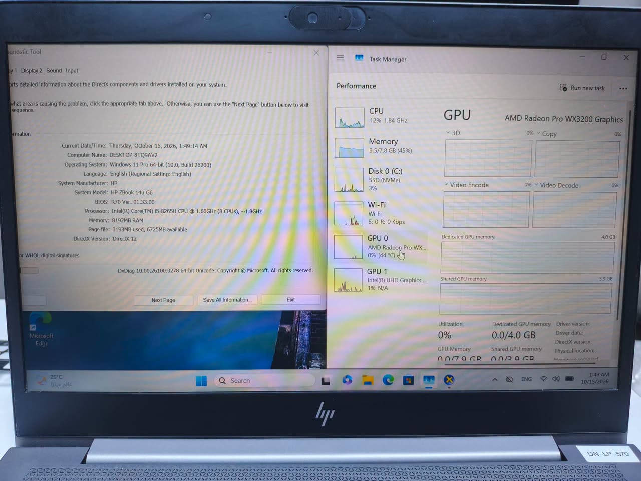 HP ZBook 14u G6 • i5-8265U • AMD WX3200