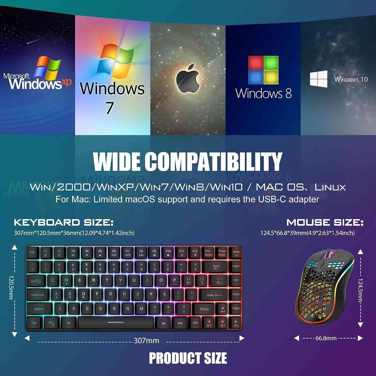 كيبورد وماوس • RGB • قابل للشحن USB-C