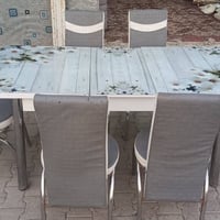 طاولة طعام • ٦كراسي • وجه زجاجي
