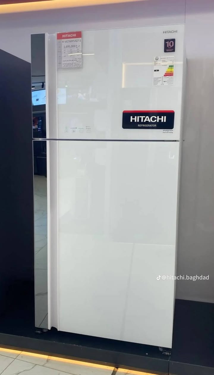 عروض الثلاجات من HITACHI ✨
اسعار تنافسية بعروض مميزة 
ثلاجة هيتاشي بابين تايلندي ألمنشأ ضمان حقيقي حجم كبير مع قرعة هدية مادية تصل الى 250$ او مكنسة كهربائية او ليرة ذهب

🎉حجم 26 قدم R-VG760PUQ7 بابين زجاج بلازما 🎉

الارتفاع 185سم العرض 86سم العمق 70سم
الضمان ١٠ سنوات موقعي بداخل منزلك
بالوان مختلفه ...
ذات مواصفات عالمية
-------------
1-نضام التحكم بل عاكس
2-تبريد ثنائي المراوح
3-بدون موازن
4-التبريد الفعال عند درجة حرارة 60م
5-حافظ البرودة لمدة طويلة
6-المستشعر الحراري الاقتصادي
7-حجرة قابلة لاختيار الوضع
8-حجرة خظراوات كبيرة وذات رطوبة فائقة
9-لوحة تحكم بإضاءة LED
10-نانوتيتانيوم
11-رفوف من الزجاج المقوى
12-قالب ثلج قابل للدوران ومتحرك

_______________________________.             ***********
يمكن الحجز من خلال مراسلتنا على الخاص. #معرض المفيد # كرادة خارج مقابل حلويات ابو عفيف
