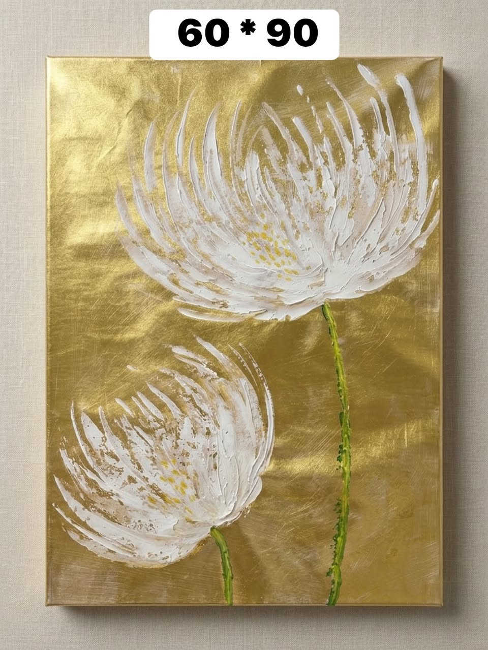 اللمسة اليدوية دائماً إلها إحساس مختلف! 🎨✨

لوحات فنية مميزة رسم يدوي أصلية 100% (مو طباعة)، بتفاصيل وألوان غنية تنطي فخامة وحيوية لأي مكان ببيتك.

📌 الملاحظات والتفاصيل: مثبته ع الصور 

ملاحظه : اللوحات خامه جلد ورسم يدوي حقيقي الوان بارزه ♥️

اللوحات جاهزة (قطع رسم فقط بدون إطار/برواز) حتى تختار الإطار اللي يناسب ذوقك وديكورك.
عمل يدوي متقن بألوان عالية الجودة.
قطع فريدة تنطي لمسة ذوق خاصة.

متوفر توصيل بغداد 4 الف والمحافظات 5 الف 
فضلا سوي لايك ومتابعه للصفحه 🙏 واكون شاكر للكل 

المهم كل القطع اصليه وذات منشأ عالمي 
اي طلب مو نفس مواصفات المعروضه الك حق الاسترجاع 
بدون متدفع اي شي ✌️

سوي لايك ومتابعه للصفحه 😍
حتى تشوف بقيه العروض والتخفيضات 😘
للاستفسار والحجز مراسله الصفحه 
او الاتصال وتس اب بالرقم 
***********
موقعنا بغداد الزعفرانيه

نص مكتوب في الصور:
- قياس 80* 120 سم بدون اطار
- تفاصيل الملمس
- Texture Details
- دقة الألوان
- Color Precision
- طبقات الفرشاة
- Brushstrokes
- قياس 80*120 سم
- بدون اطار
- قياس 90 * 60 سم بدون اطار 1 2 3 تفاصيل قلب الزهرة نسيج الخلفية الذهبية تفاصيل الساق والكانفاس 4 أزهار ذهبية - عمل أصلي دمج الألوان والطبقات
- 60 * 90
- قياس 65 * 125 سم بدون اطار