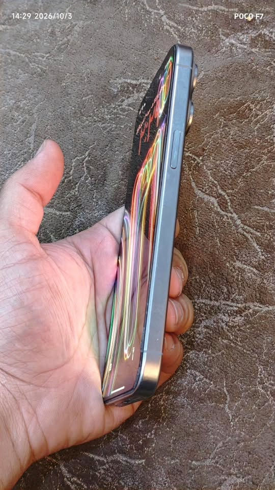 15 Pro Max
وتر بروف شخط ما بي
بطارية  87🔋
ذاكرة ٢٥٦ 
سعر مليون و١٠٠وبي مجال
 عنوان بغداد /***********

نص مكتوب في الصور:
- 14:29 2026/10/3 POCO F7
- 14:29 2026/10/3
- POCO F7