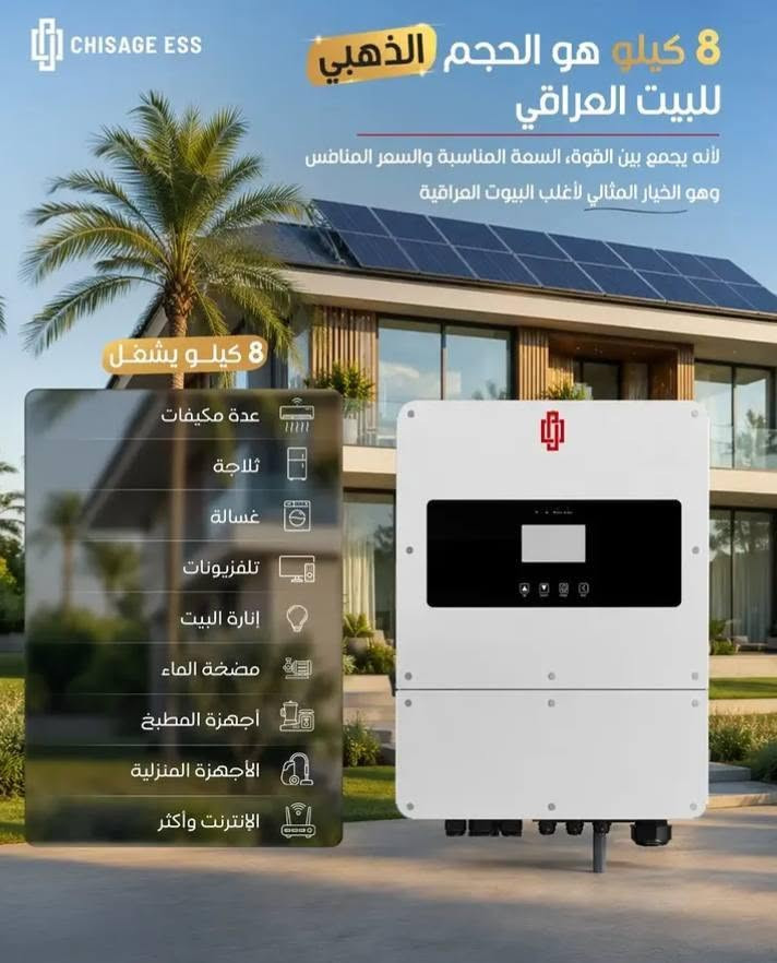 ☀️ بسم الله نبدأ ☀️

🔥 عروض قوية وأسعار نازلة 🔥
على المنظومات الشمسية ⚡

مجموعة من أحدث المنظومات وأعمالنا بالتنصيب، وبأسعار تنافسية حتى نوفرلك أفضل جودة بأفضل سعر 💯

☀️ عروض مستمرة
⚡ أسعار نازلة
🔋 منظومات بمواصفات قوية
🔧 تنصيب وتشغيل باحترافية

لا تفوّت العرض، واللي يفكر بالطاقة الشمسية هسه أفضل وقت للاستثمار ☀️

📞 ***********
المهندس محمد زياد
