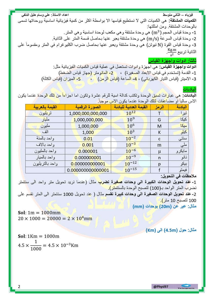ملزمة فيزياء • الثاني متوسط • علي وسام