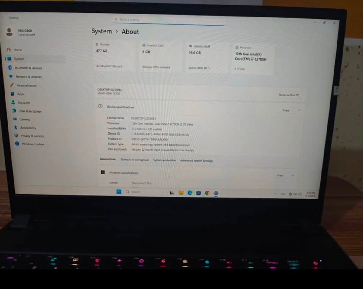 🔥 للبيع MSI Stealth GS66 12UGS — جهاز احترافي 🔥

للبيع لابتوب MSI Stealth GS66 12UGS بحالة ممتازة، جهاز قوي وأنيق ومناسب للگيمينگ، التصميم الهندسي، المونتاج والبرامج الثقيلة.

💻 المواصفات:

* ⚡ المعالج:  i7-12700H – الجيل 12
* 🎮 كرت الشاشة: NVIDIA GeForce RTX 3070 Ti 8GB
* 🧠 الرام: 16GB DDR5
* 💾 التخزين: 512GB NVMe SSD
* 🖥️ الشاشة: 15.6” FHD – 240Hz
* ⌨️ كيبورد MSI بإضاءة RGB
* 🔥 فئة Stealth النحيفة والقوية من MSI

💰 السعر: 1,350,000 دينار
قابل للتفاوض بالمعقول.

الجهاز مناسب جداً للي يريد أداء قوي مع جهاز نحيف وراقي، وخصوصاً للگيمينگ والبرامج الهندسية.

📩 للاستفسار والتواصل مراسلة خاص.
*********** بغداد
