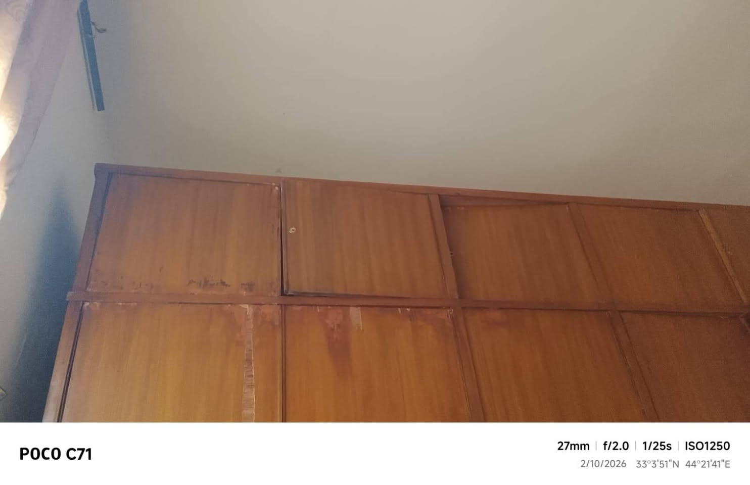 8غرفه نوم صاج ملحق خمس بوب للبيع السعر 300 وبيه مجالل للاتصال مراسله الصفحة أو اتصال ***********

نص مكتوب في الصور:
- POCO C71 27mm f/2.0 1/25s ISO2000 2/10/2026 33°3'51"N 44°21'41"E
- POCO C71 27mm f/2.0 1/20s ISO2000 2/10/2026 33°3'51"N 44°21'41"E
- POCO C71 27mm f/2.0 1/20s ISO3200 2/10/2026 33°3'52"N 44°21'41"E
- POCO C71 27mm | f/2.0 | 1/25s | ISO1250 2/10/2026 33°3'51"N 44°21'41"E
- POCO C71
- 27mm | f/2.0 | 1/25s | ISO1600
- 2/10/2026 33°3'51"N 44°21'41"E
- POCO C71 45mm | f/2.0 | 1/25s | ISO800 2/10/2026 33°3'51"N 44°21'41"E