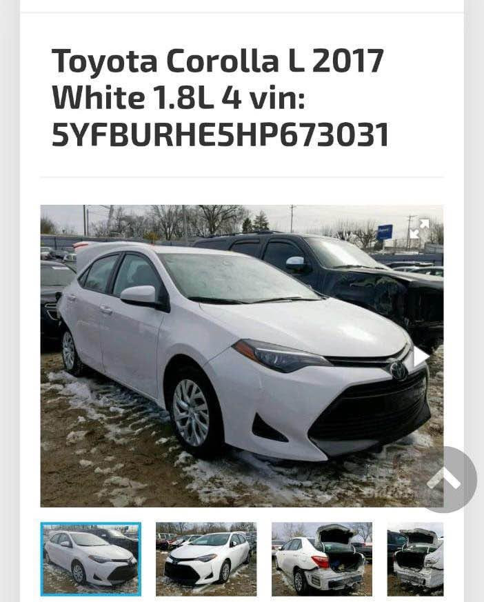 مكاني بغداد الامين 
***********
*********** بغداد, العراق

نص مكتوب في الصور:
- Toyota Corolla L 2017 White 1.8L 4 vin: 5YFBURHE5HP673031