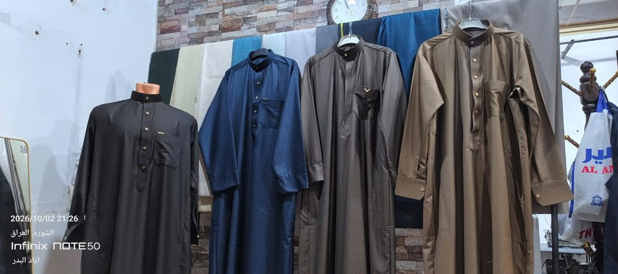 سلام عليكم زبائنا الكرام 
يتوفر فصال دشاديش 
يتوفر اقماش انكليزي ربيعي 
عنوان المحل ناحية الشورة
قرب المنتزة 
محل ابراهيم البدر 

***********

نص مكتوب في الصور:
- 2026/10/02 21:28
- الشوره, العراق
- Infinix NOTE 50
- اياد البدر
- 2026/10/02 19:50
- الشورة، العراق
- إياد النمر
- 2026/10/02 21:26
- الشورة, العراق
- الشورە، العراق