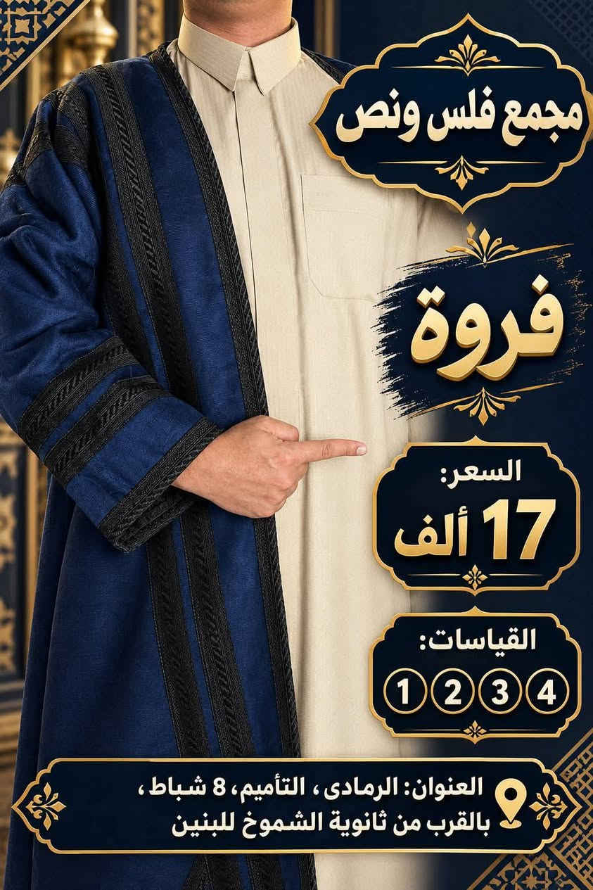 فروة رجالي • مخمل ثقيل • مقاسات ١٢٣٤