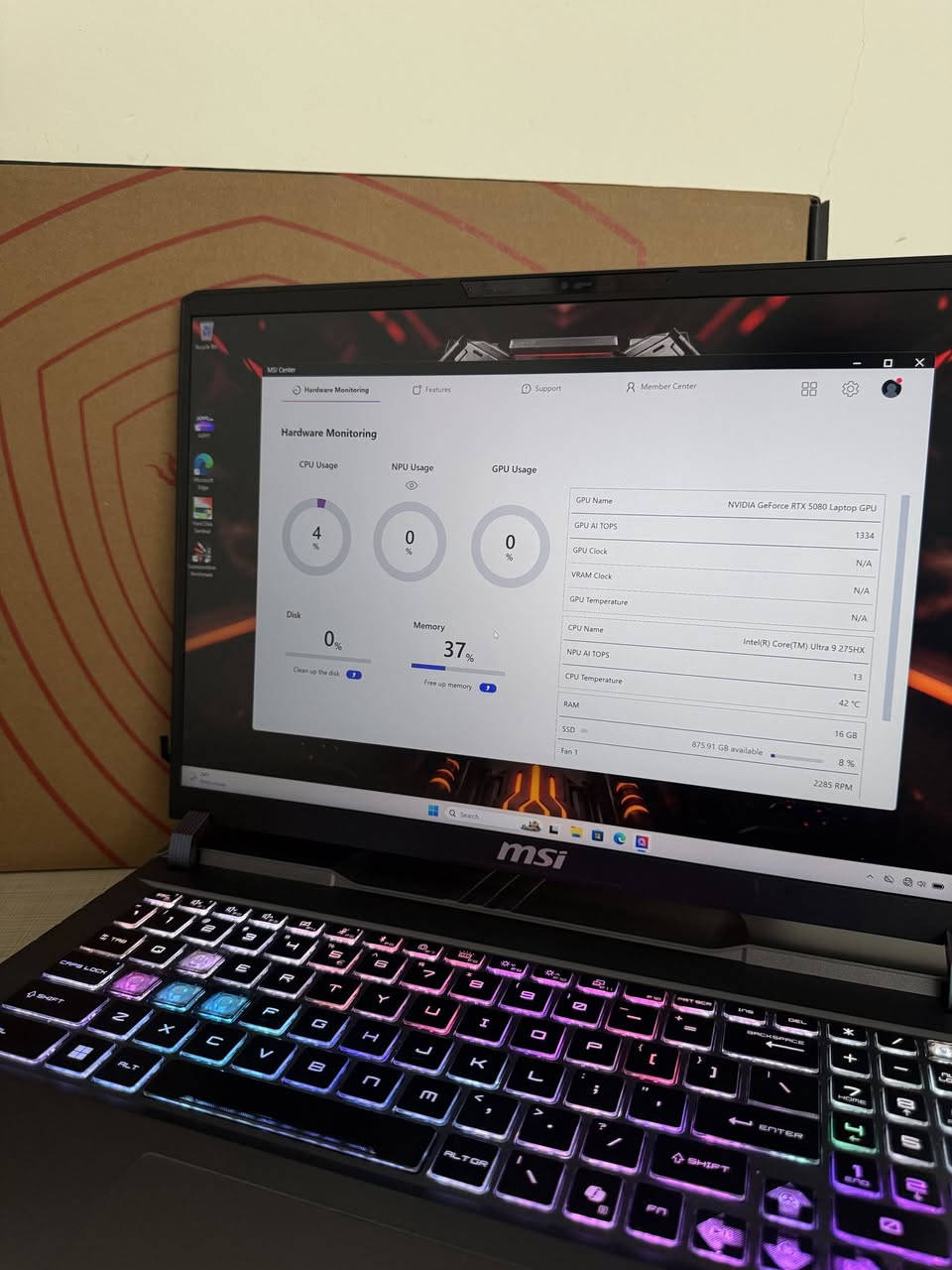 💻 MSI Vector 16 HX
• CPU: Intel Core Ultra 9 275HX (24 Core & 24 Thread)
• GPU: NVIDIA GeForce RTX 5080 16GB (175W)
• NPU: AI Boost 8G
• RAM: 16GB DDR5 5600MHz
• Storage: 1TB NVMe SSD
• Display: 16" 2K+ (2560x1600) IPS Anti-Glare 240Hz
• Charger: 330W
کوردی:
🔥 غولێکی ڕاستەقینە بۆ گەیەمینگ و کارە زۆر قورسەکان!
✨ زۆر زۆر خاوێنە، بە گەرەنتی ڕاستەقینە دەفڕۆشرێت.
🌐 بۆ زانینی نرخ و هەر تایبەتمەندییەکی تر سەردانی ئەم لینکە بکەن:
https://igoiraq.com/ckb/l/msi-vector-ultra-9-275hx-jn70e3wsb77dsdrs71f3wa981s8eznzb
📞 واتسئەپ: *********** | 🚕 گەیاندن بەردەستە
العربية (عراقي):
🔥 وحش حقيقي للألعاب والبرامج الثقيلة جداً!
✨ نظيف حيل بحالة ممتازة، ينباع مع الضمان الحقيقي.
🌐 لمعرفة السعر وأي تفاصيل أخرى يرجى زيارة هذا الرابط:
https://igoiraq.com/ckb/l/msi-vector-ultra-9-275hx-jn70e3wsb77dsdrs71f3wa981s8eznzb
📞 واتساب: *********** | 🚕 التوصيل متوفر

نص مكتوب في الصور:
- MSI Center Hardware Monitoring Features Support Member Center Hardware Monitoring CPU Usage 4 % NPU Usage 0 % GPU Usage 0 % GPU Name NVIDIA GeForce RTX 5080 Laptop GPU GPU AI TOPS 1334 GPU Clock N/A VRAM Clock N/A GPU Temperature N/A Disk 0 % Clean up the disk Memory 37 % Free up memory CPU Name Intel(R) Core(TM) Ultra 9 275HX NPU AI TOPS 13 CPU Temperature 42 °C RAM SSD 875.91 GB available 16 GB Fan 1 8 % 2285 RPM msi
- Find a setting System Display Advanced display Select a display to view or change its settings Display 1: Internal Display Display information Internal Display Display 1: Connected to Intel(R) Graphics Desktop mode 2560 x 1600, 240 Hz Active signal mode 2560 x 1600, 240 Hz Variable refresh rate Supported by driver Bit depth 8-bit Color format RGB Color space Standard dynamic range (SDR) Display adapter properties for Display 1 Choose a refresh rate A higher rate gives smoother motion, but also uses more power. More about refresh rate 240 Hz Dynamic refresh rate To help save power, Windows adjusts the refresh rate up to the selected rate above Dynamic refresh rate isn't supported. More about dynamic refresh rate Off Get help Give feedback
- Task Manager Performance Run new task CPU 1% 1.52 GHz Intel(R) Core(TM) Ultra 9 275HX % Utilization 60 seconds 0 100% Utilization Speed Base speed: 1% 1.52 GHz Sockets: 2.70 GHz 1 Cores: Processes Threads Handles 24 196 3360 93254 Logical processors: 24 Virtualization: Enabled Up time L1 cache: 2.4 MB 0:13:12:13 L2 cache: 40.0 MB L3 cache: 36.0 MB Memory 6.6/15.4 GB (43%) Disk 0 (C:) SSD (NVMe) 4% NPU 0 Intel(R) AI Boost 0% N/A GPU 0 NVIDIA GeForce RTX ... 0% (34 °C) GPU 1 Intel(R) Graphics 0% N/A Search msi