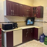 كاونتر مستعمل للبيع 📏 طول 14 متر 🪵 خشب أج  دي اف سنك حوضين مرمر كوارتز...