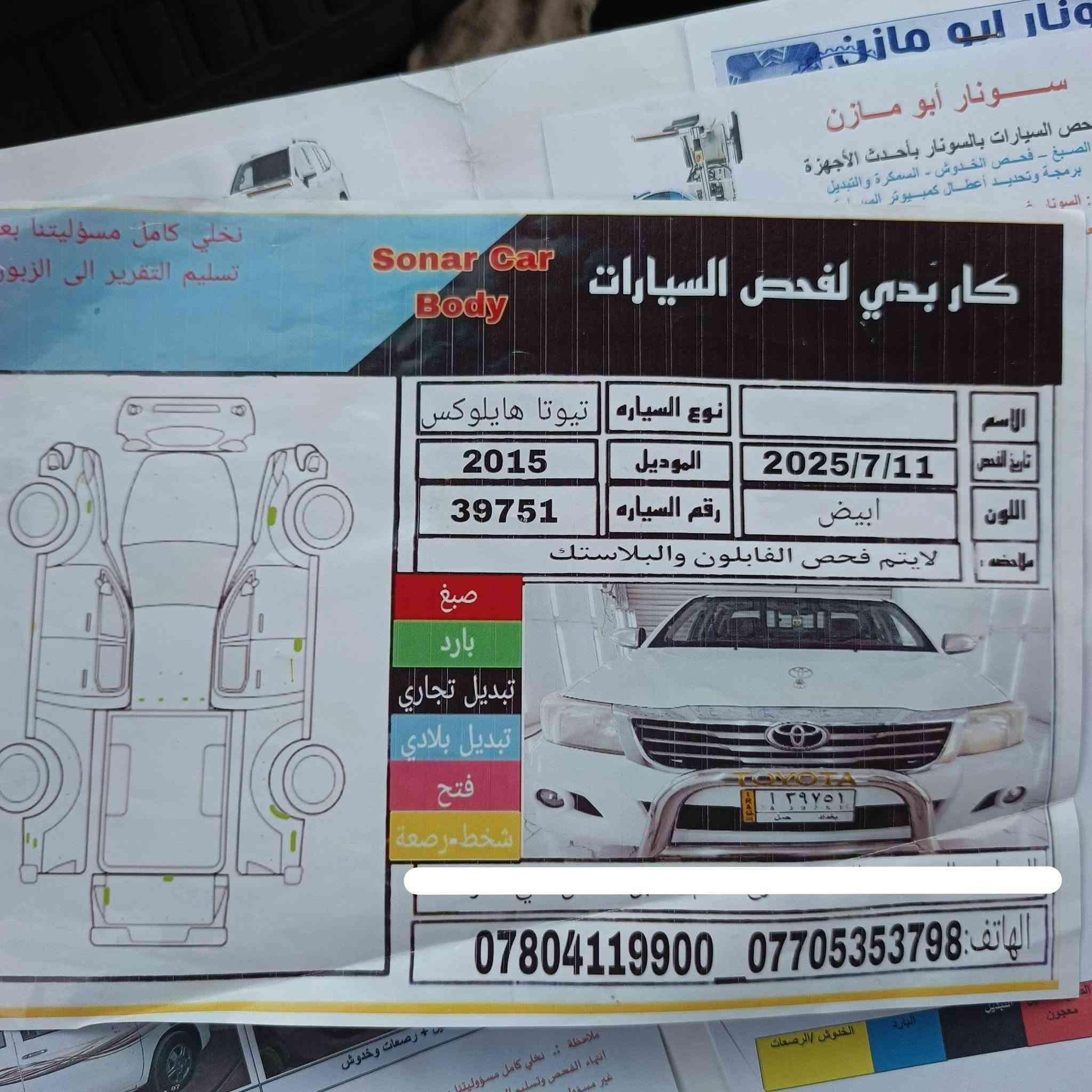 سلام عليكم البيع تيوتا موديل 2015 مثل ما موضح بالسونار مكان بابل جبله الاستفسار 📞/***********
