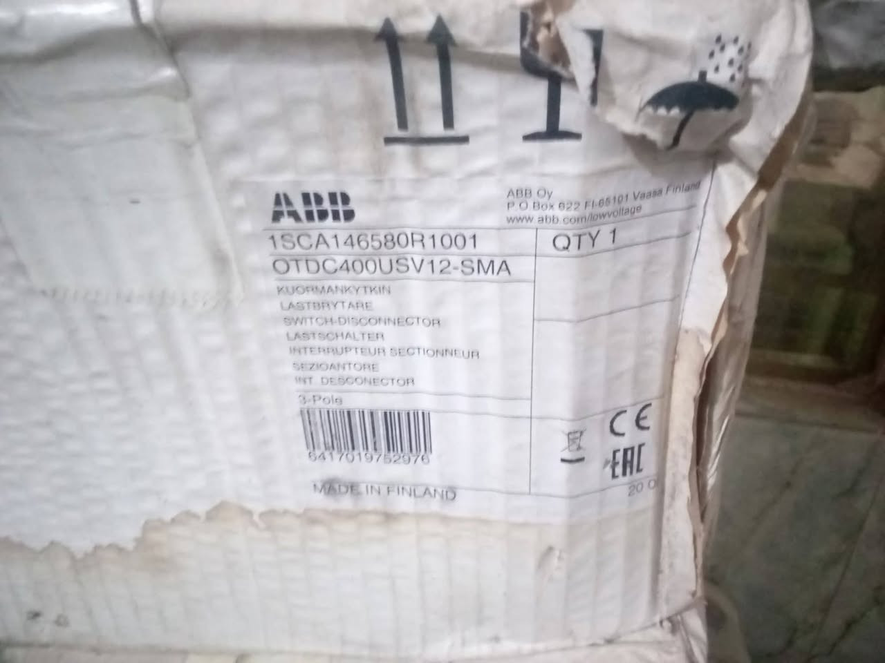 سلام عليكم ورحمه الله وبركاته
يوجد لدينا جنج اوفر طفاء وتشغيل 
400 امبير نوع ال ABB يطالي 
جديد باكيت اصلي معه ضمان سنه 
السعر جمله 85 دولار ارخص الاسعار التنافسية 
الاستفسار ***********
خدمه توصيل جميع محافضات العراق 
العنوان بغداد الشورجه عكد النصارى
