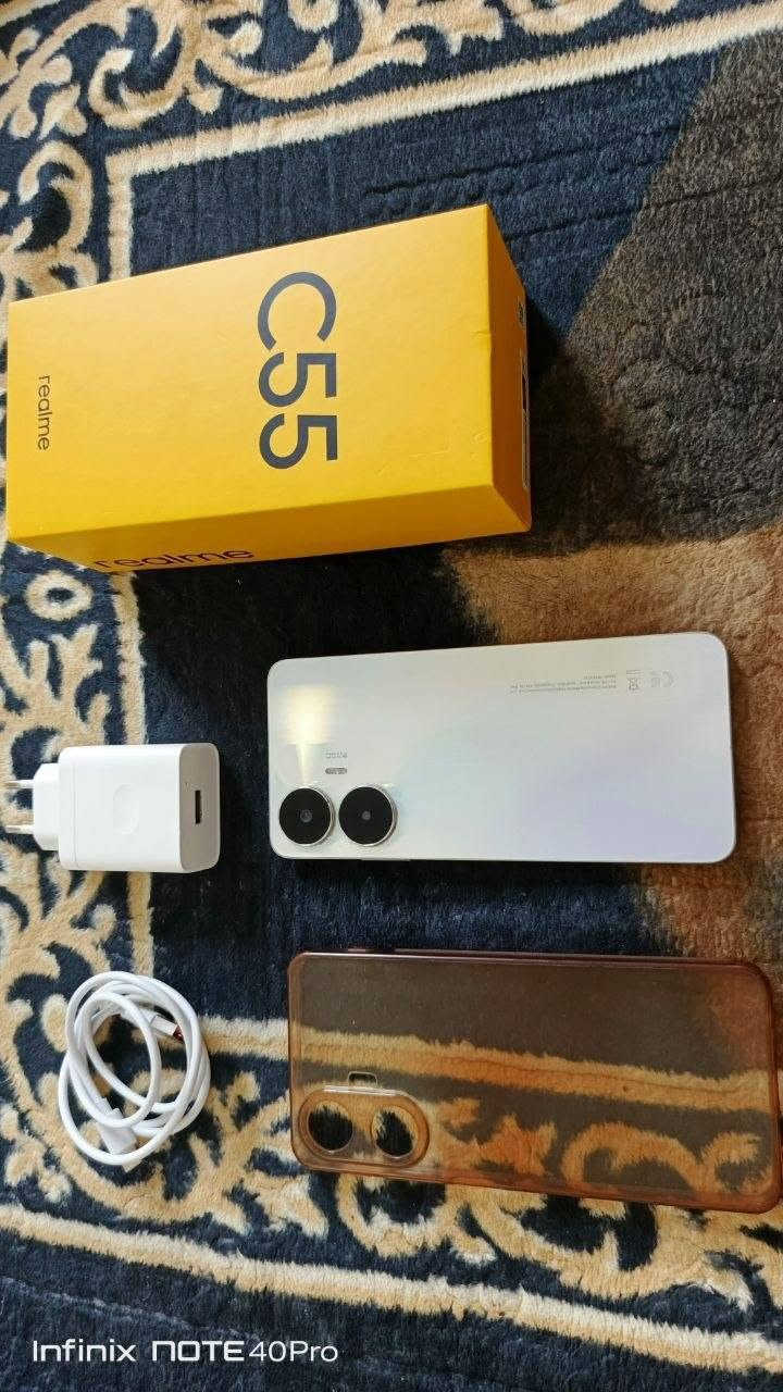 للبيع او مراوس
ريلمي C55 5G مع كامل غراضو
ذاكرة 256 رام 24 
بطارية 5000 ملي
كامرات طبع تخبل 
64mp+8mp+2mp
معالج ميدياتك هيليو G88
شاشة 90 هيرتز 
دبل سيمكارت
شحن سريع مع شاحنتو الاصليه 33w
الجهاز نظافة 100%
للاستفسار خاص او واتساب او اتصل 
***********

نص مكتوب في الصور:
- Infinix NOTE 40Pro