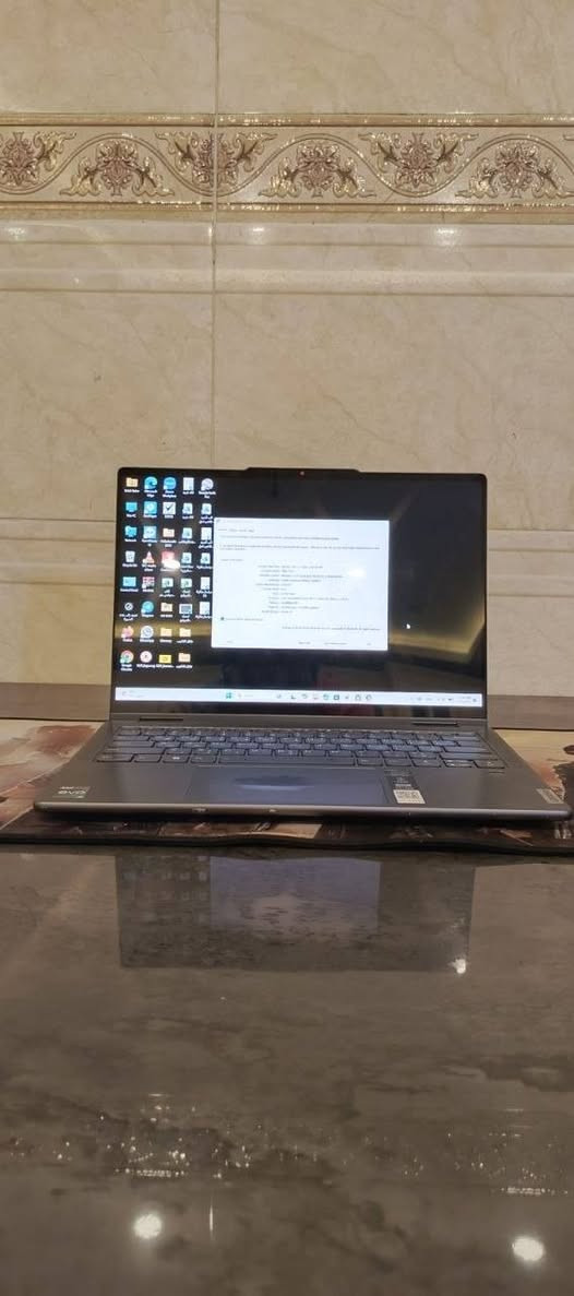 السلام عليكم
لابتوب Lenovo Yoga 7 (2in1) سوبر سلم - لمس وقلاب 360 درجة.
المعالج: i7 جيل 13 الحديث، أداء طيارة.
الرام: 16GB LPDDR5 فائق السرعة.
الهارد: 512GB SSD من اقوى الأنواع و اسرعهن
كيبورد عربي انكليزي 
شاحنة اصلية تايب سي
كارت الشاشة: Intel Iris Xe (وي الشير يوصل 8 غيغا).
الشاشة: 14.0 بوصة بدقة 2.2K لمس وألوان حقيقية.
البطارية: سعة ضخمة 71Wh تطول ساعات.

النظافة أكثر من 99% ألمنيوم لون رمادي فخم.
***********
توصيل جميع العراق
