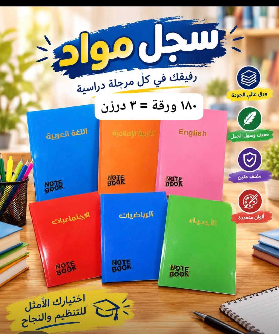 بضاعه اليوم تجنن شوفوهم  الأخيرة يوم ندللكم دلال🤗♥️
#ملك_العروض👑

#قرطاسية 

سارعَ بل حجز قبل النفاذ🏃🏃‍♂️ 

#لمواد_المنزليه🌹
#لمواد_الغذائيه🌷
#الاجهزه_الكهربائيه🌺
#القرطاسية❤️

 
العنوان /السماوه_الحيدريه_مقابيل روضه الفرح الاهليه🏫🏫
 توصيل داخل السماوة ولجميع المحافظات 🚖
 للحجز والاستفسار: ***********

نص مكتوب في الصور:
- سجل مطبوع مواد 80 ورقة
- تعبئة درزن 5
- الايتم 2210
- دفتر مواضيع كبير لتنظيم أفكارك وتدوين مواضيعك 90 ورقة جودة عالية حلزون متين سهل الفتح والتقليب تصميم مميز ألوان جذابة وعصرية فواصل ملونة لتنظيم المواضيع ورق أبيض ناصع للكتابة الواضحة مساحة واسعة للكتابة اختيارك المثالي
- دفتر مواضيع كبير لتنظيم أفكارك وتدوين مواضيعك 180 ورقة جودة عالية حلزون متين سهل الفتح والتقليب تصميم مميز ألوان جذابة وعصرية فواصل ملونة لتنظيم المواضيع ورق أبيض ناصع للكتابة الواضحة مساحة واسعة للكتابة اختيارك المثالي للتفوق والتنظيم متعدد كتابة سلسة للمدرسة جودة عالية
- سجل مواد رفيقك في كل مرحلة دراسية ١٨٠ ورقة = ٣ درزن ورق عالي الجودة خفيف وسهل الحمل مغلف متين ألوان متعددة اختيارك الأمثل للتنظيم والنجاح
- سجل 80 ورقة = 5 درزن سجل مواد تنظيم دقيق.. أداء أفضل - سجلات مواد عملية وعالية الجودة لتنظيم مهامك بمهنية وسهولة أوراق عالية الجودة غلاف متين وأنيق مثالي للطلاب والمعلمين تنظيم سهل ودفيق
