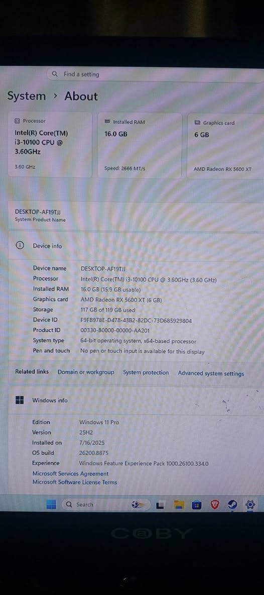 سلام عليكم
للبيع المكان بغداد 
المواصفات استخدام قليل وقبل اسبوع غيرت معجون حراري للمعالج ...

Cpu: i310100 intel 
Gpu: AMD rx5600xt 6gb (ASROCK) PHANTOM
Ram: 16 gb ddr4 speed 2666
Storage: 128gb ssd (nvme) m.2 
PSB : 550 PULS BRONZE 
Mb: Asus prime H510M-E 
Case: Fantech ابيض 
Ups:حجم 1500 
Mouse : logitech g102
Keyboard : ميكانيكي ريد سويج
مكاني بغداد الشعب
رقم الهاتف واتساب ***********
السعر : (650)وبيها مجال للطيبين
