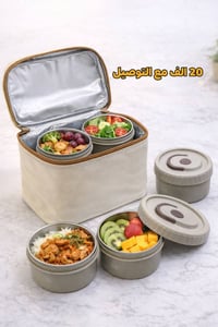 طقم ٤ علب • حقيبة مبطنة • أغطية محكمة