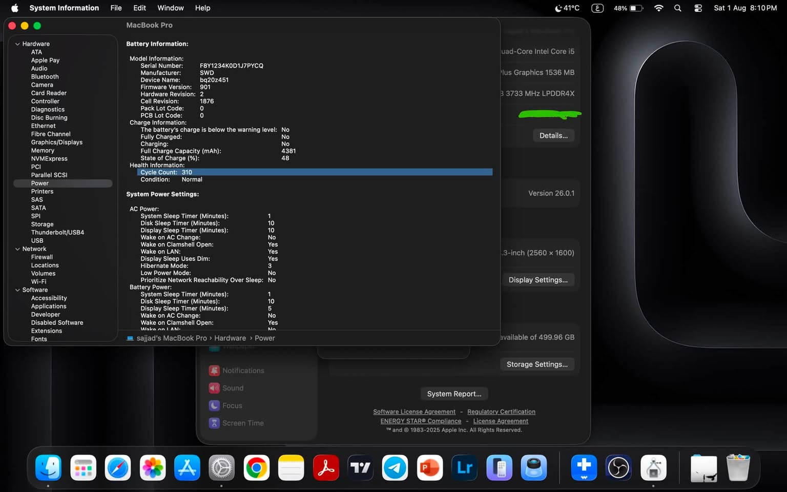 Macbook Pro 2020

i5 أخر جيل انتل للماك
Ram 16GB الرام
512GB
Cycle 310 
13” screen 

نسخة تاج بار ( لوحة لمس )
نظافة 98%
للبيع بسعر 750 وبي مجال للشراي
يتوفر توصيل 🚚 
استفسار اسرع ***********
