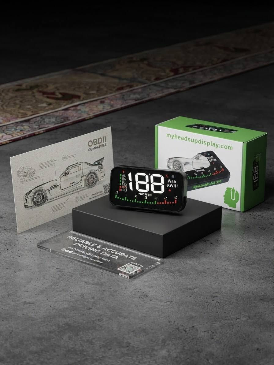 (وهو جهاز HUD الأساسي 
​عرض سرعة السيارة (KM/H أو MPH)
​عرض RPM (دورات المحرك)
​عرض حرارة سائل تبريد المحرك (Water Temperature)
​عرض جهد البطارية (Voltage)
​عرض استهلاك الوقود
​حساب مسافة الرحلة / الوقت
​تنبيه تجاوز السرعة (Over-speed warning)
​تنبيه ارتفاع حرارة المحرك
​تنبيه انخفاض أو ارتفاع الفولت
​التوصيل المباشر من منفذ OBD2
​
💰سعر: 23 ألف 
📞للحجز: ***********
يتوفر توصيل

