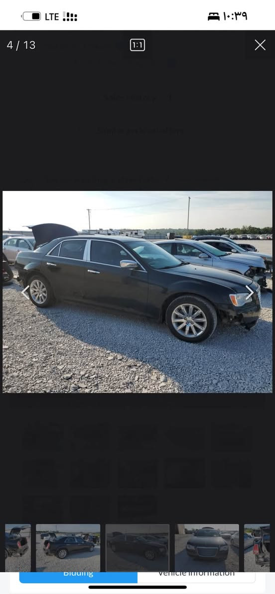 2012
للاستفسار ***********

نص مكتوب في الصور:
- 2 / 13 1:1 10:39 LTE Bidding Vehicle Information
- 3 / 13
- LTE 4 / 13 1:1 X Bidding Vehicle Information
- 6 / 13
- 5 / 13
- 1 / 13 1:1 10:39 LTE Bidding Vehicle Information
- 7 / 13 1:1